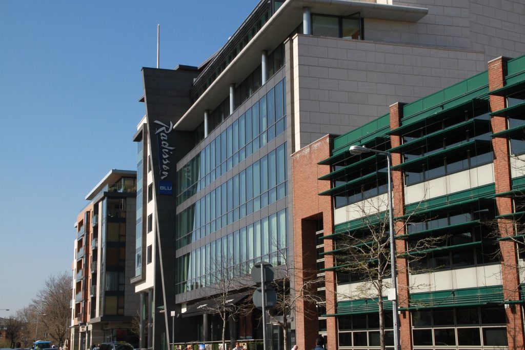 Row of commercial properties - office, hotel